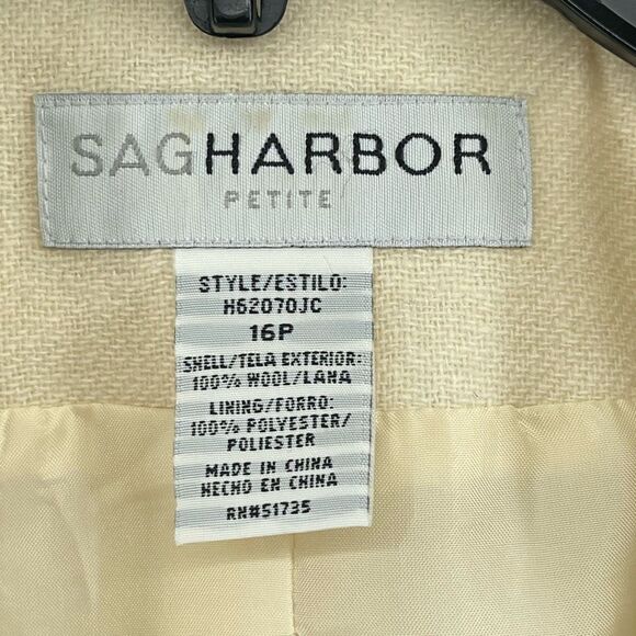 Sag Harbor Petite Women’s Cream Wool Blazer Jacket H62070JC Single Button 16P - Picture 4 of 14